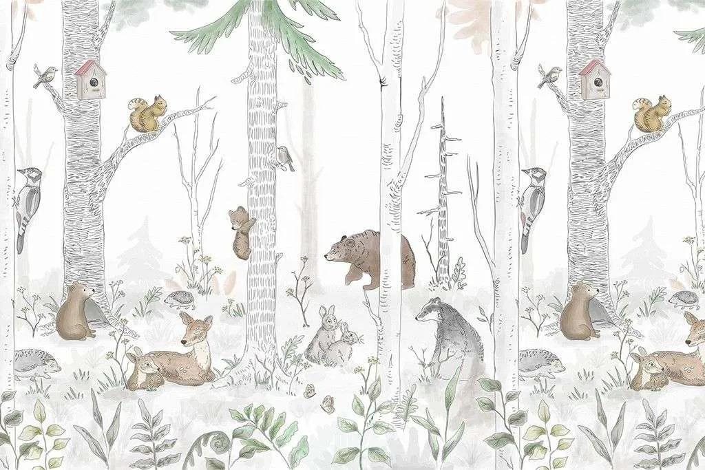 Фотообои в интерьере в детскую весенний лес.   14-727 фото