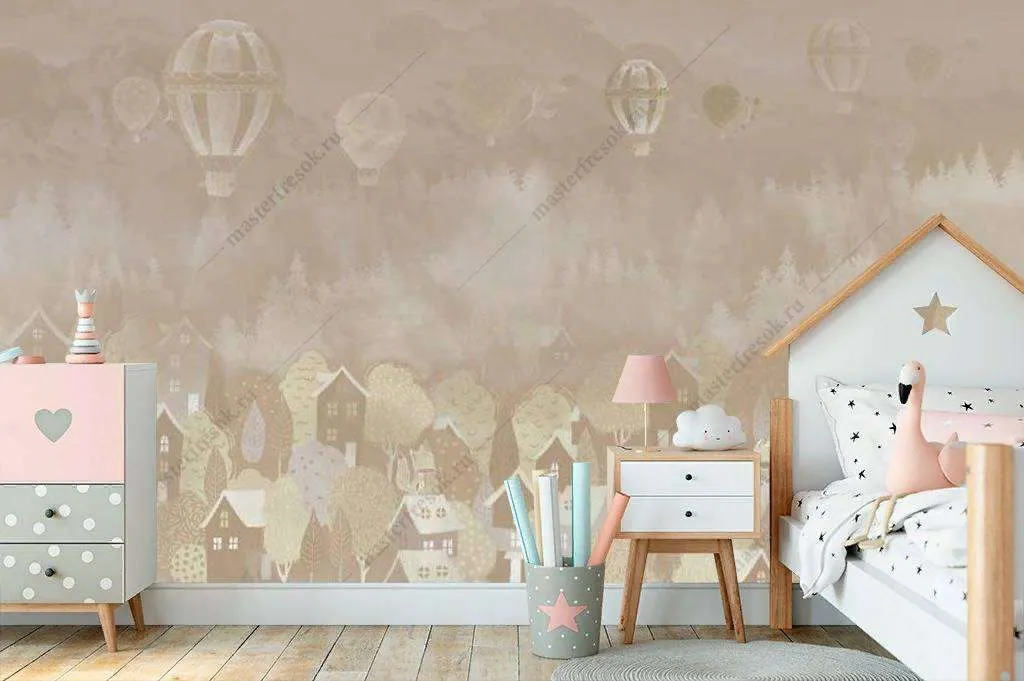 Фотообои в интерьере туманный город  14-110 фото