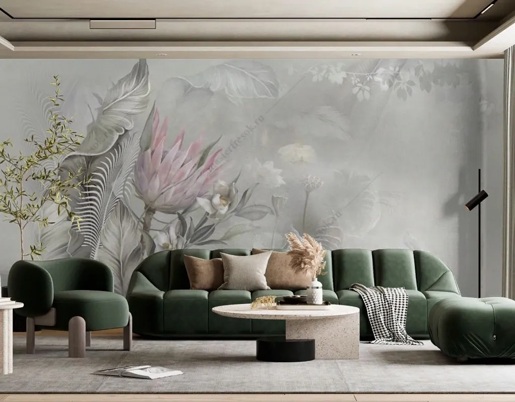 Фотообои в интерьере нежная протея  13-489 фото