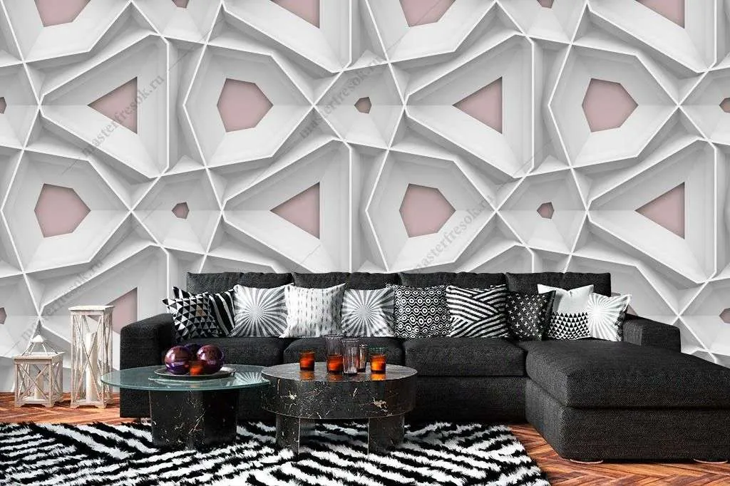 Фотообои в интерьере объемная текстура 3д  9-1581 фото