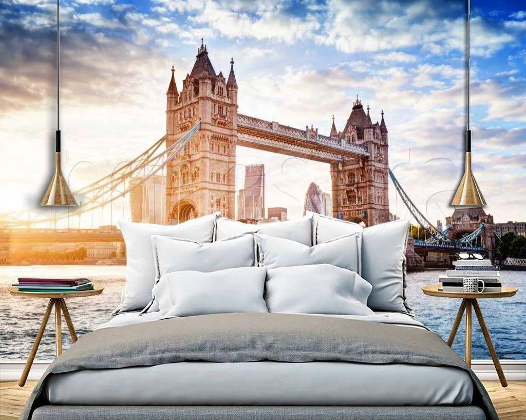 Фотообои в интерьере рассвет на тауэрском мосту  9-517 фото