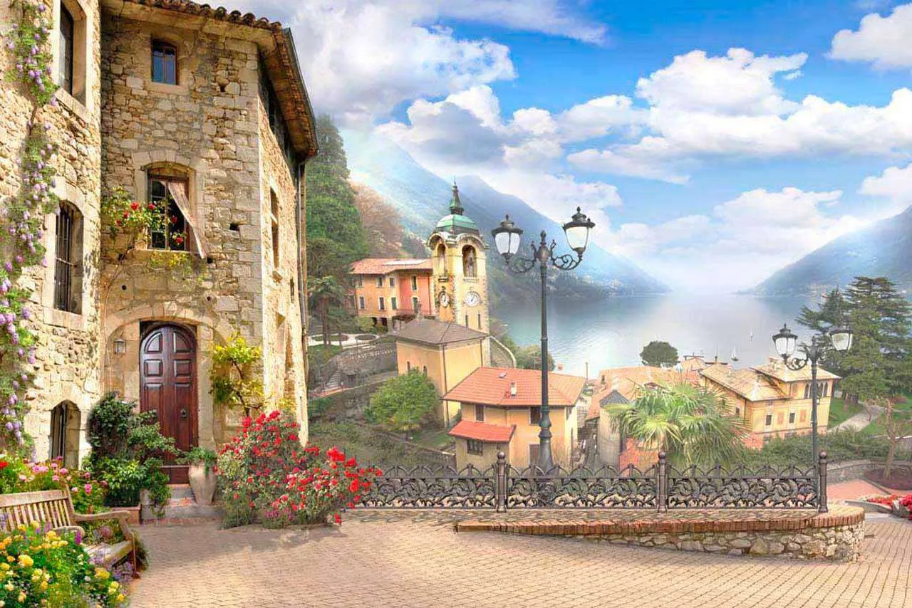 Фотообои в интерьере улочка идущая к морю  6-118 фото