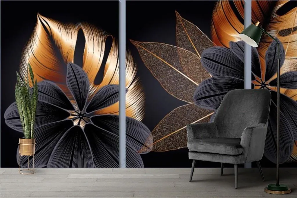 Фотообои Коллаж черные цветы  9-1611