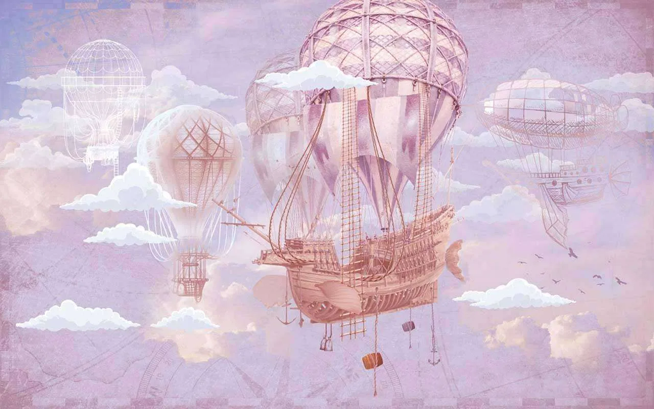 Фотообои в интерьере корабль в небе  13-172 фото