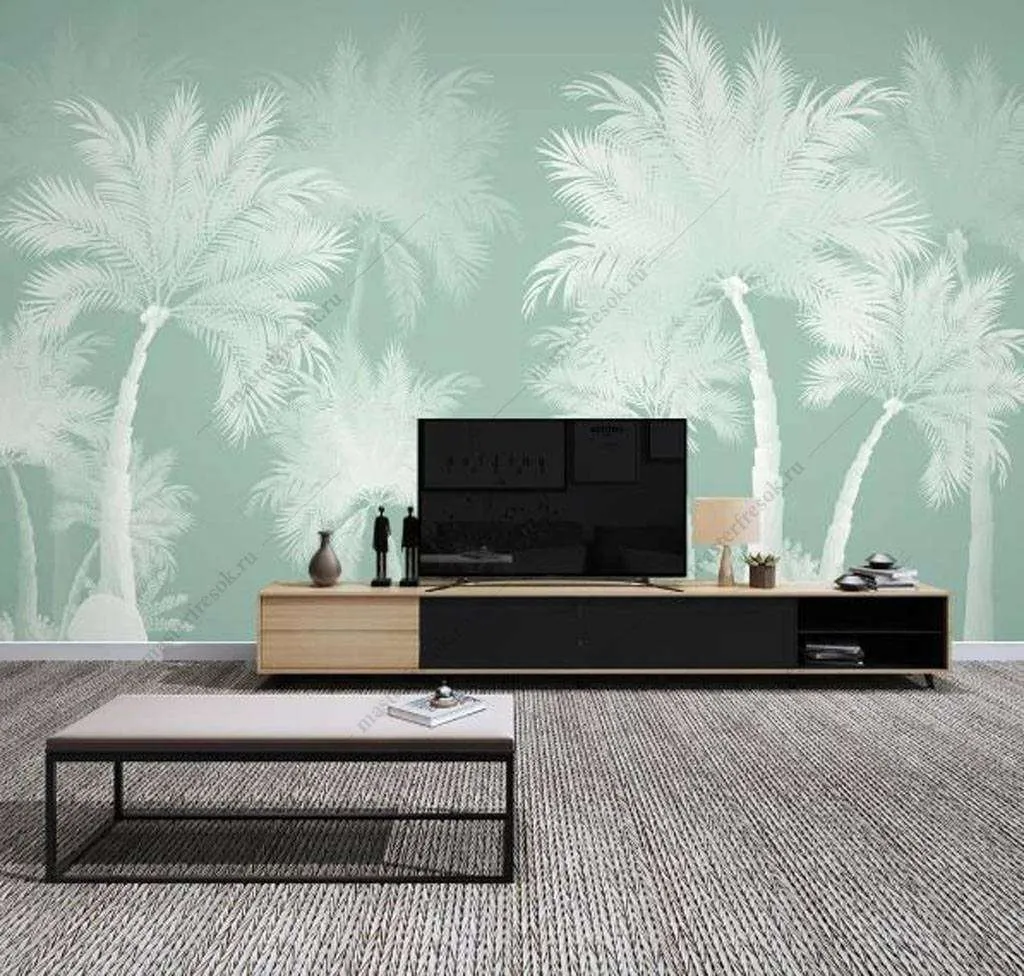 Фотообои в интерьере белая пальма  16-124 фото