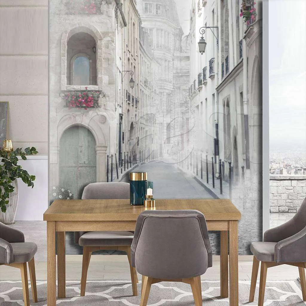 Фотообои в интерьере улочка серая  7-993 фото