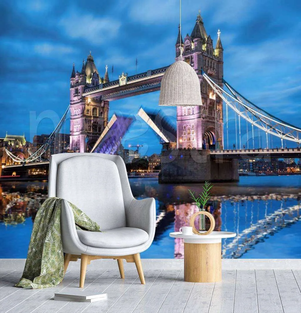 Фотообои в интерьере тауэрский мост в ночи  9-678 фото