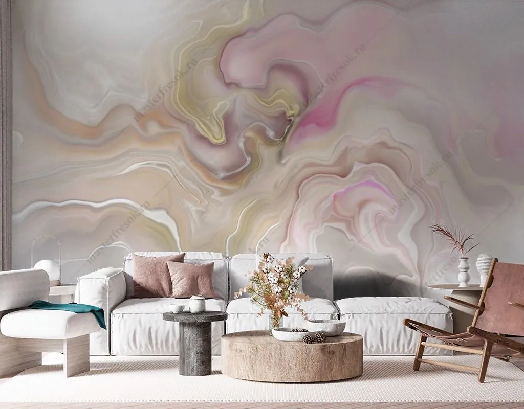 Фотообои Флюид арт розовый нежный  13-600