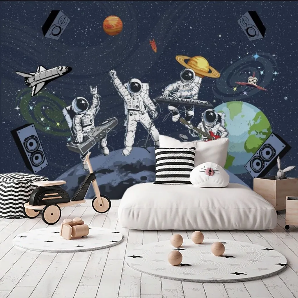 Фотообои в детскую: музыкальная группа в космосе.   14-735