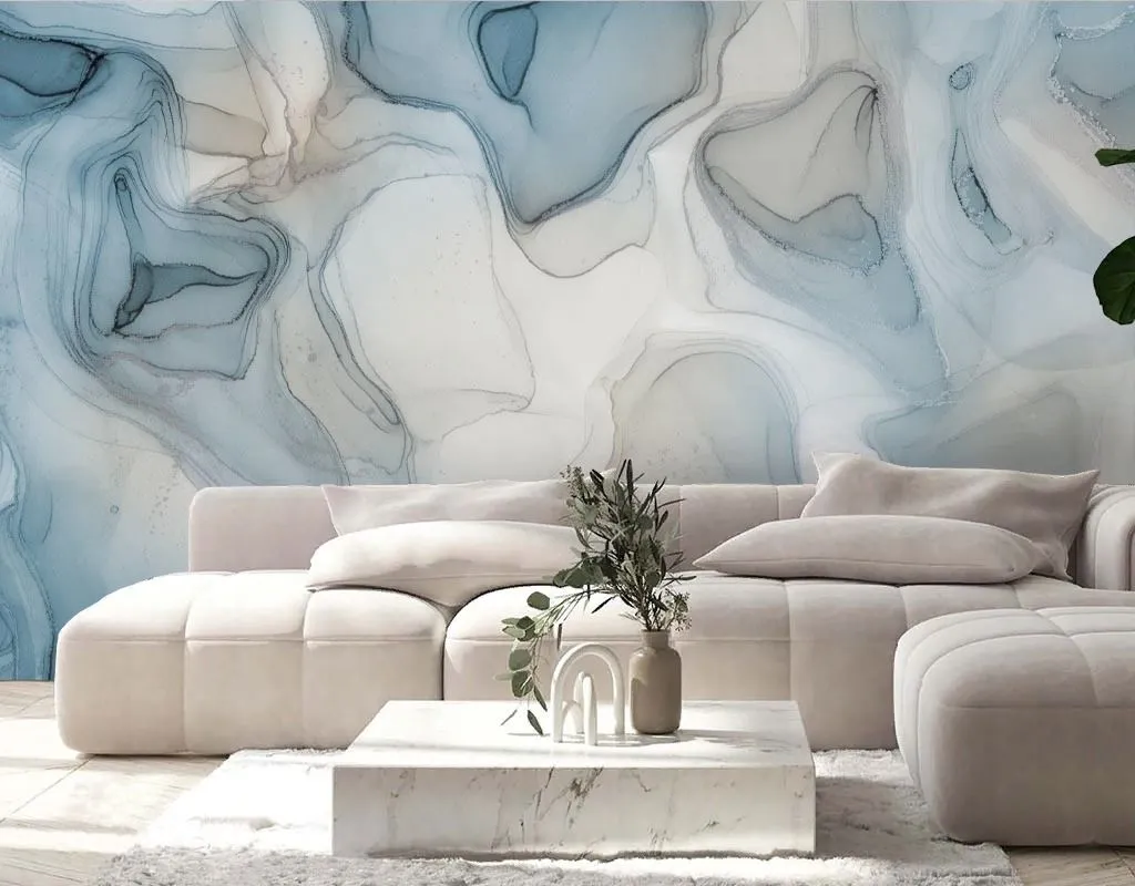 Фотообои в интерьере флюид арт нежные разводы  9-2040 фото