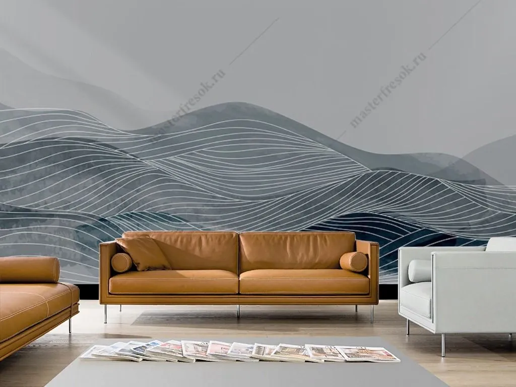 Фотообои в интерьере горы и линии  9-1855 фото