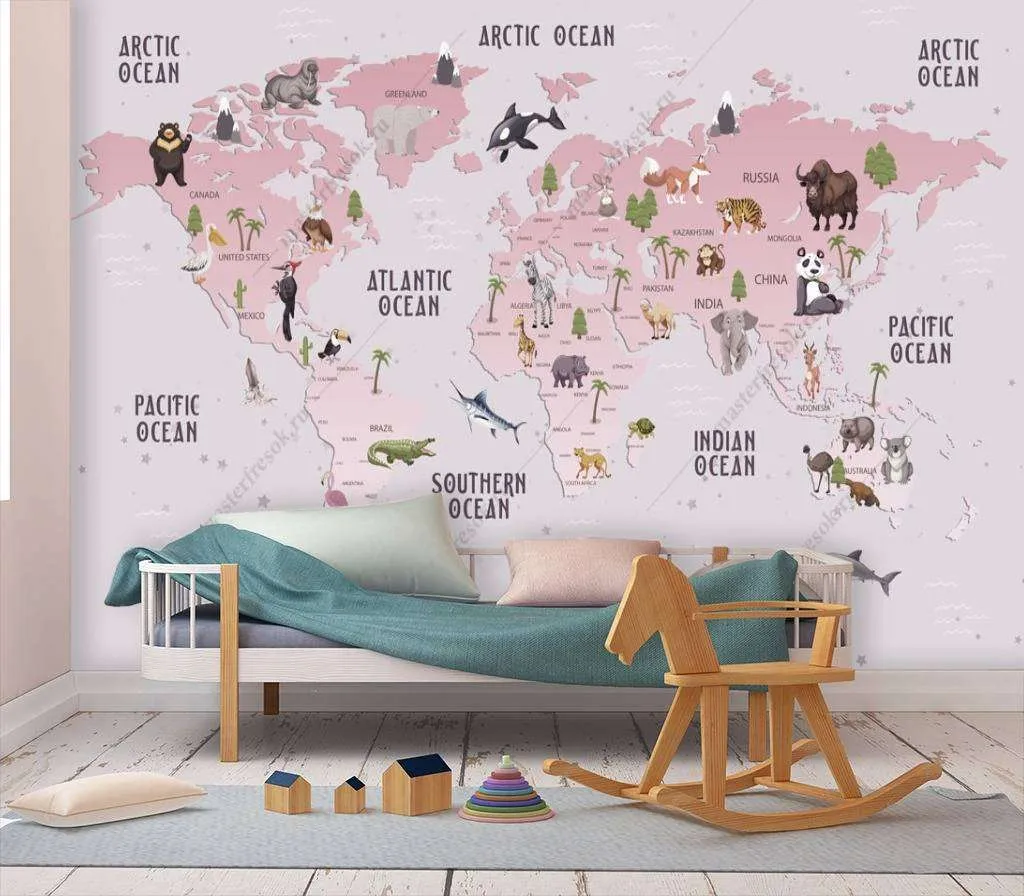Фотообои Карта мира для девочек  12-782