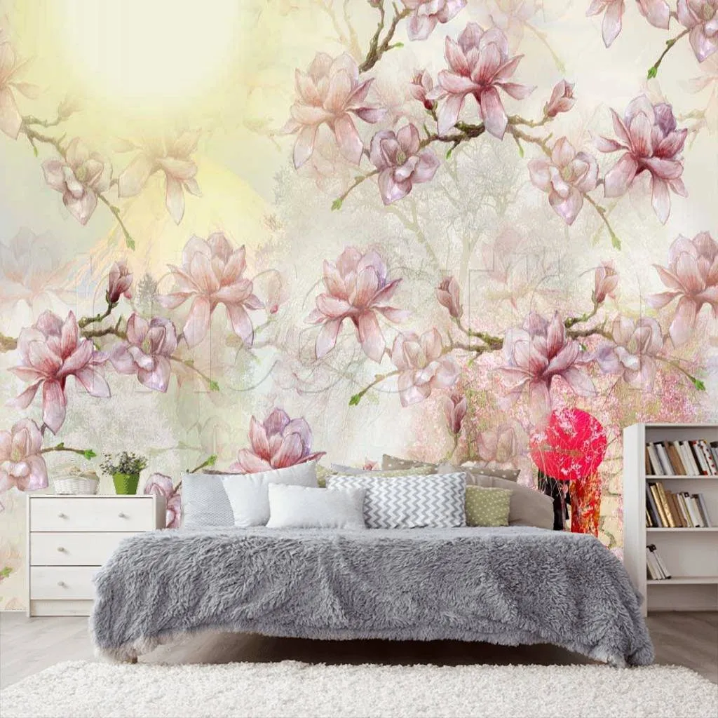 Фотообои в интерьере магнолия 3д  7-346 фото