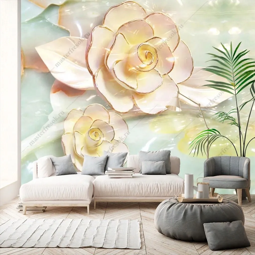 Фотообои в интерьере 3д стеклянная роза  10-903 фото