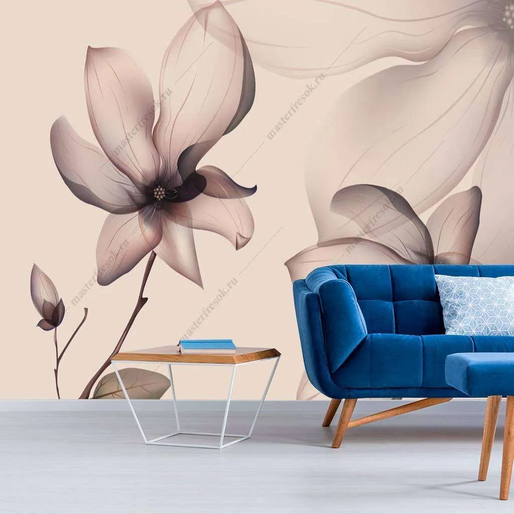 Фотообои в интерьере цветы магнолии  14-126 фото