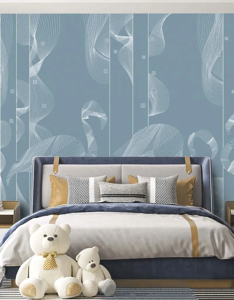 Фотообои в интерьере фламино рисунок тонкими линиями  14-791 фото