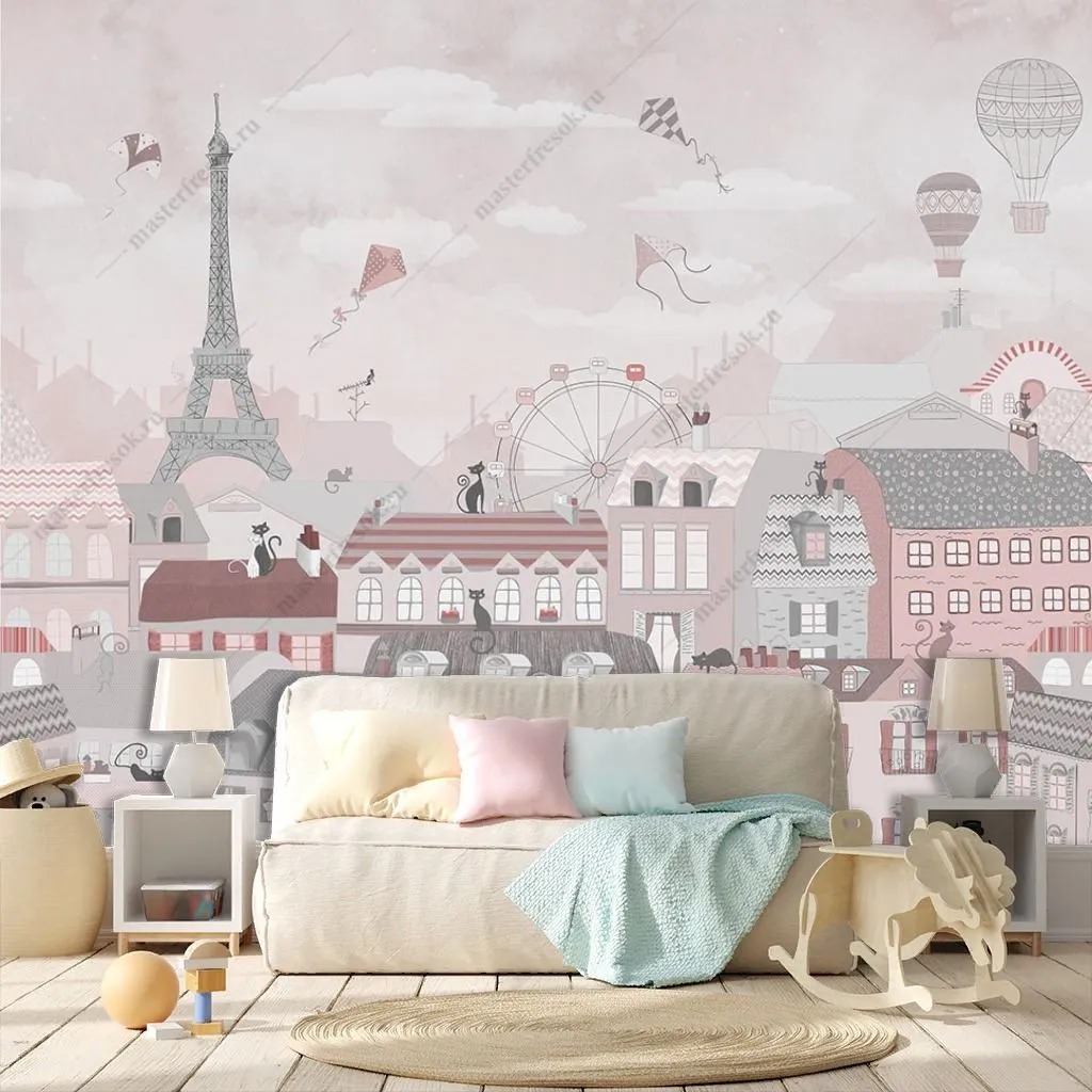 Фотообои в интерьере сказочные домики для девочки  14-685 фото