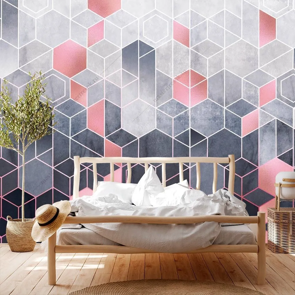 Фотообои Розовые соты  9-1347