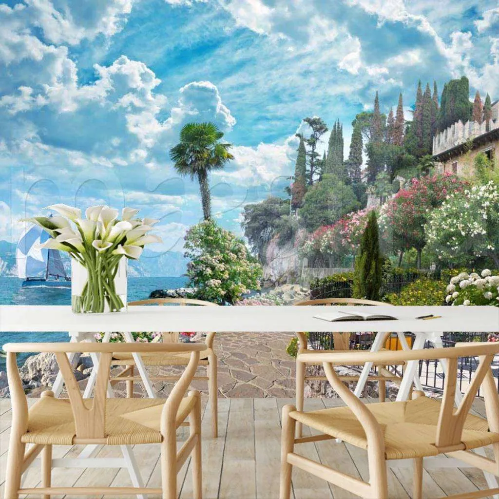 Фотообои в интерьере море расширяющее пространство  7-106 фото