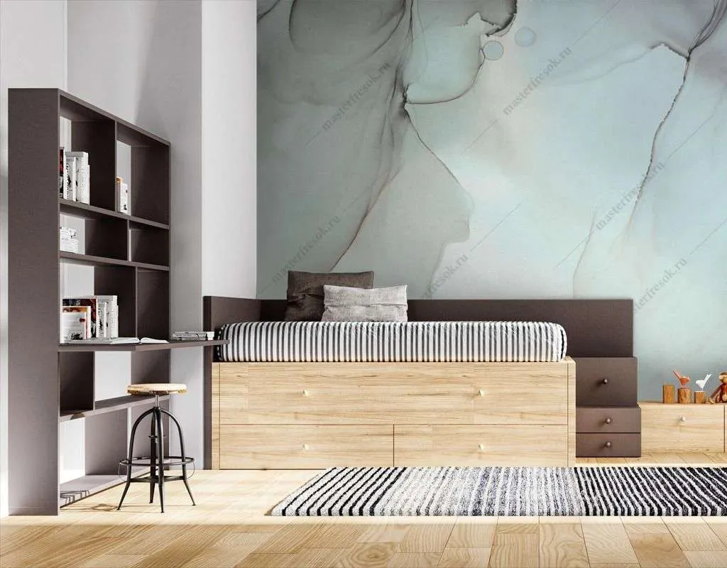 Фотообои в интерьере голубая акварель  9-1545 фото