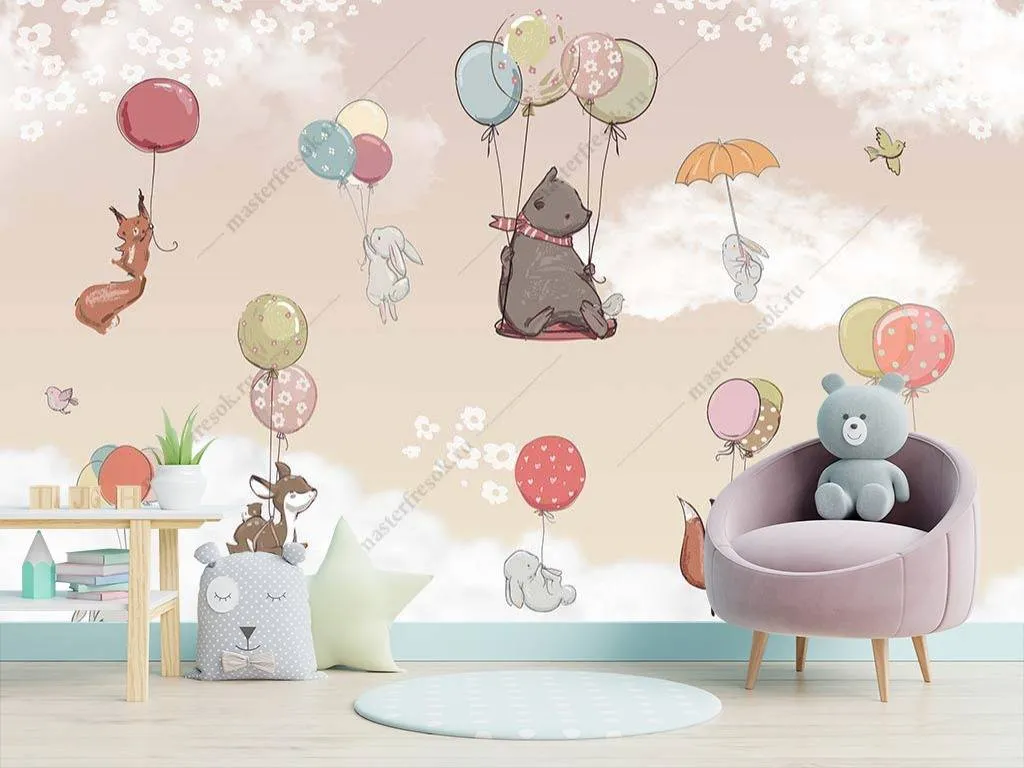 Фотообои Животные на шариках  14-053