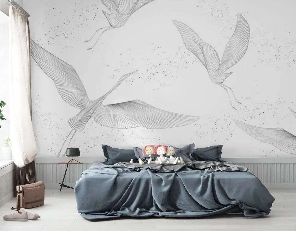 Фотообои в интерьере журавли серые  9-2102 фото