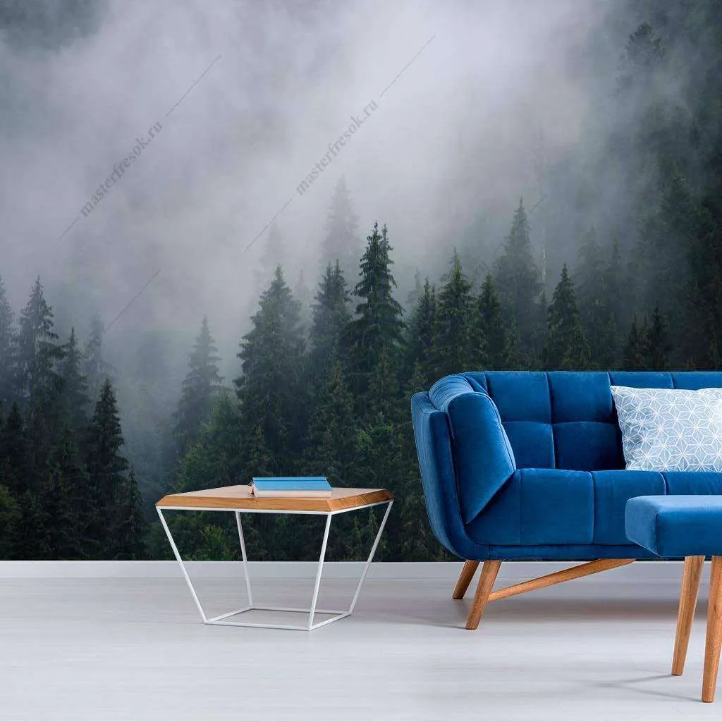 Фотообои в интерьере туманные леса  9-1172 фото