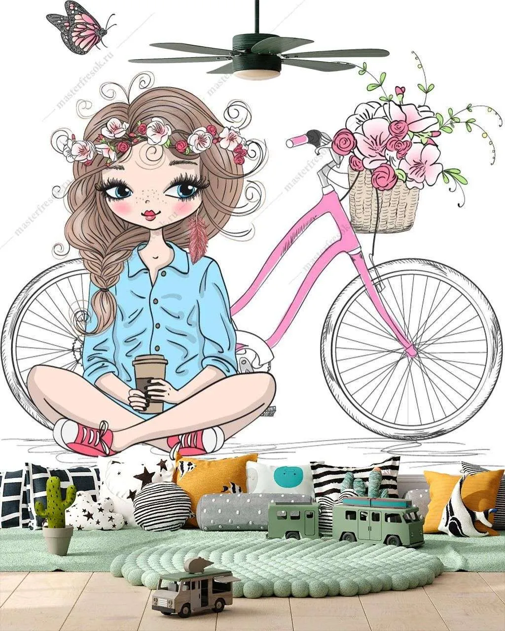Фотообои в интерьере прогулка на велосипеде  12-1244 фото