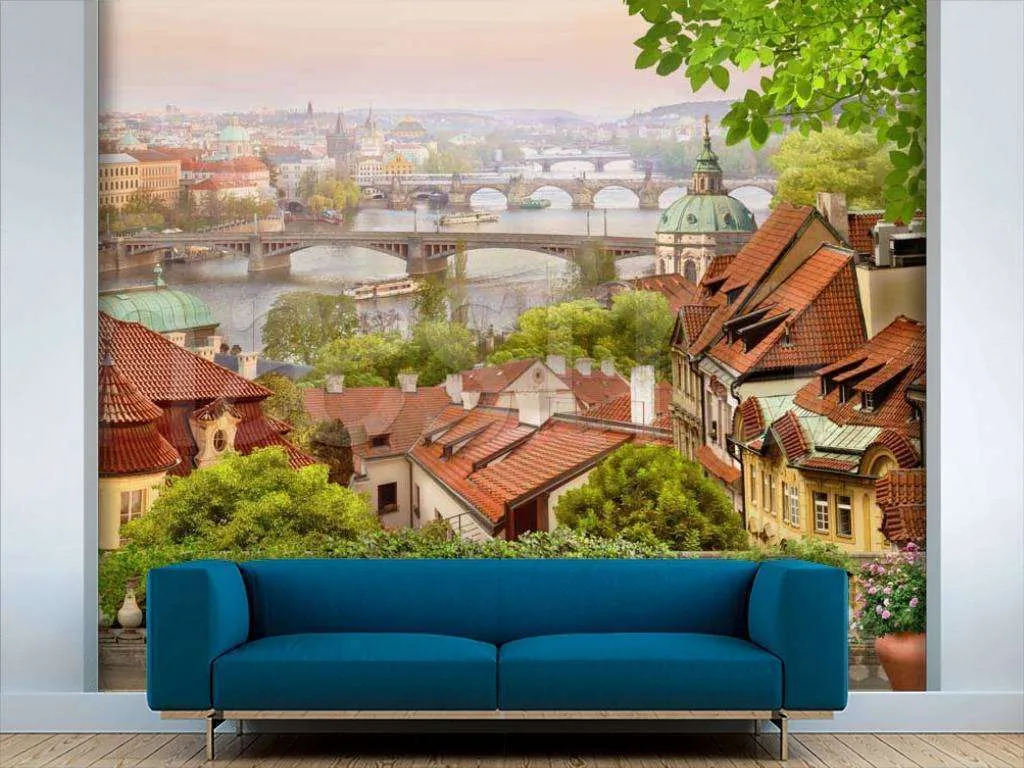 Фотообои Бесшовные обои на стену:  Вид с балкона на город. Артикул: 7-145  