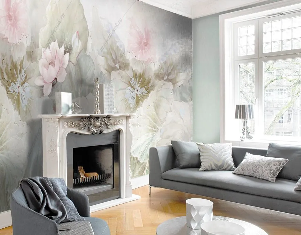 Фотообои в интерьере цветки лотоса  14-477 фото