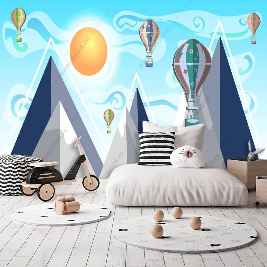 Фотообои в интерьере горы и солнце  12-854 фото