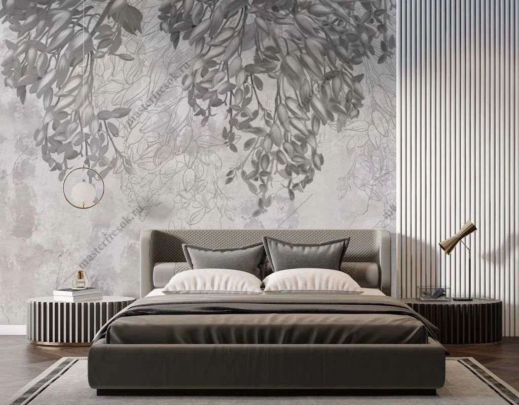 Фотообои в интерьере 3д кампсисы в бутонах  10-936 фото