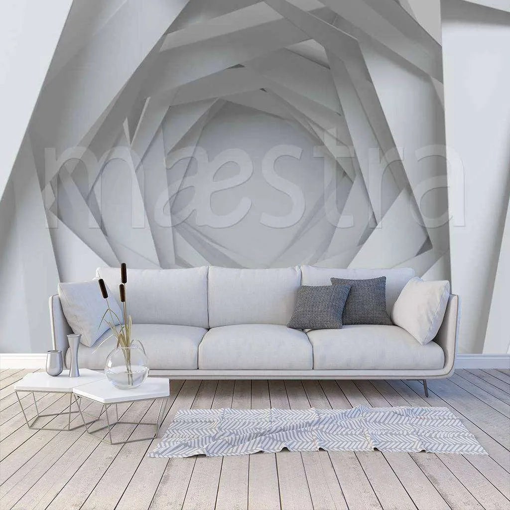 Фотообои в интерьере тоннель в серых тонах  10-435 фото