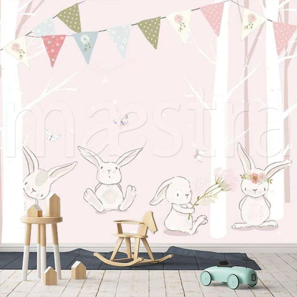 Фотообои Зайчики в сказочном лесу  15-272