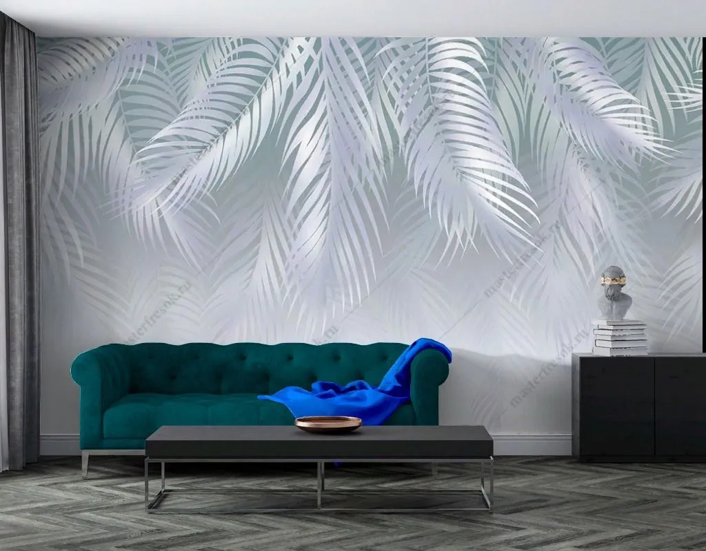 Фотообои Серо-голубые перья  14-544