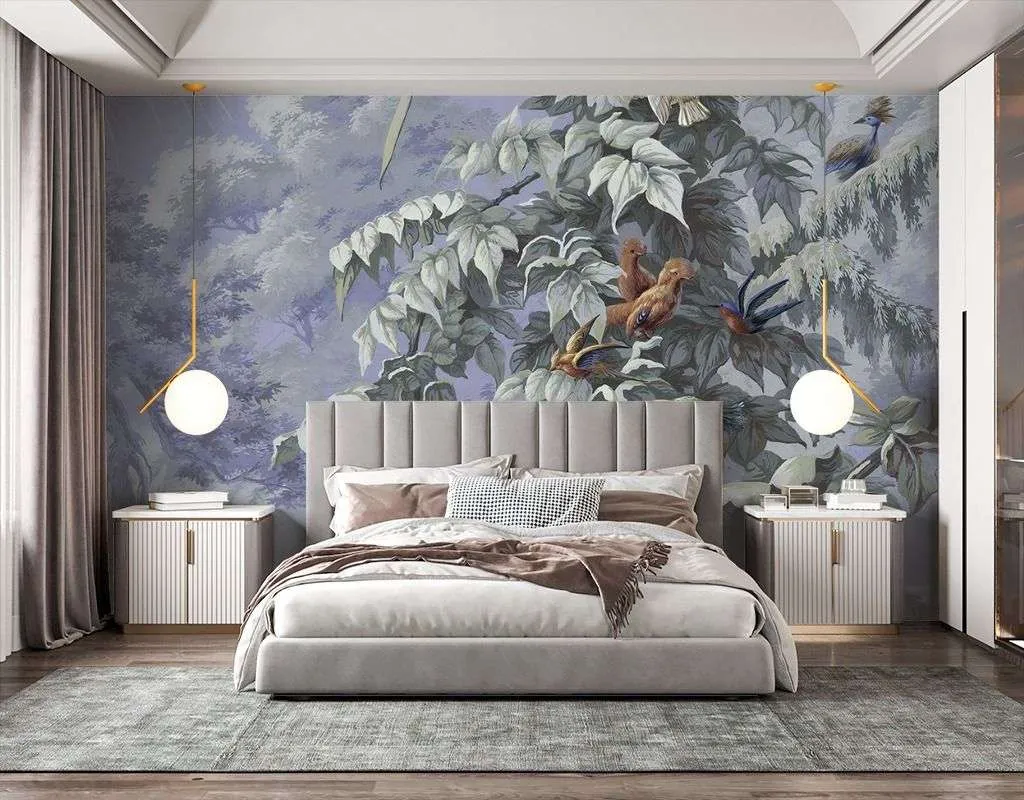 Фотообои в интерьере павлин в райском саду  14-563 фото