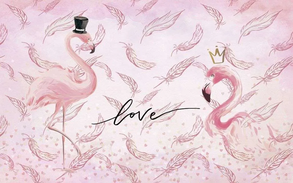 Фотообои в интерьере розовые фламинго  14-391 фото