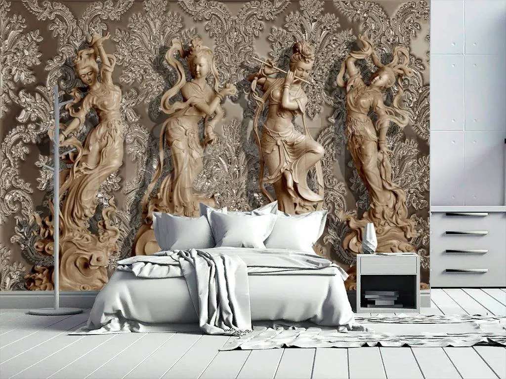 Фотообои в интерьере статуи 3д  7-812 фото