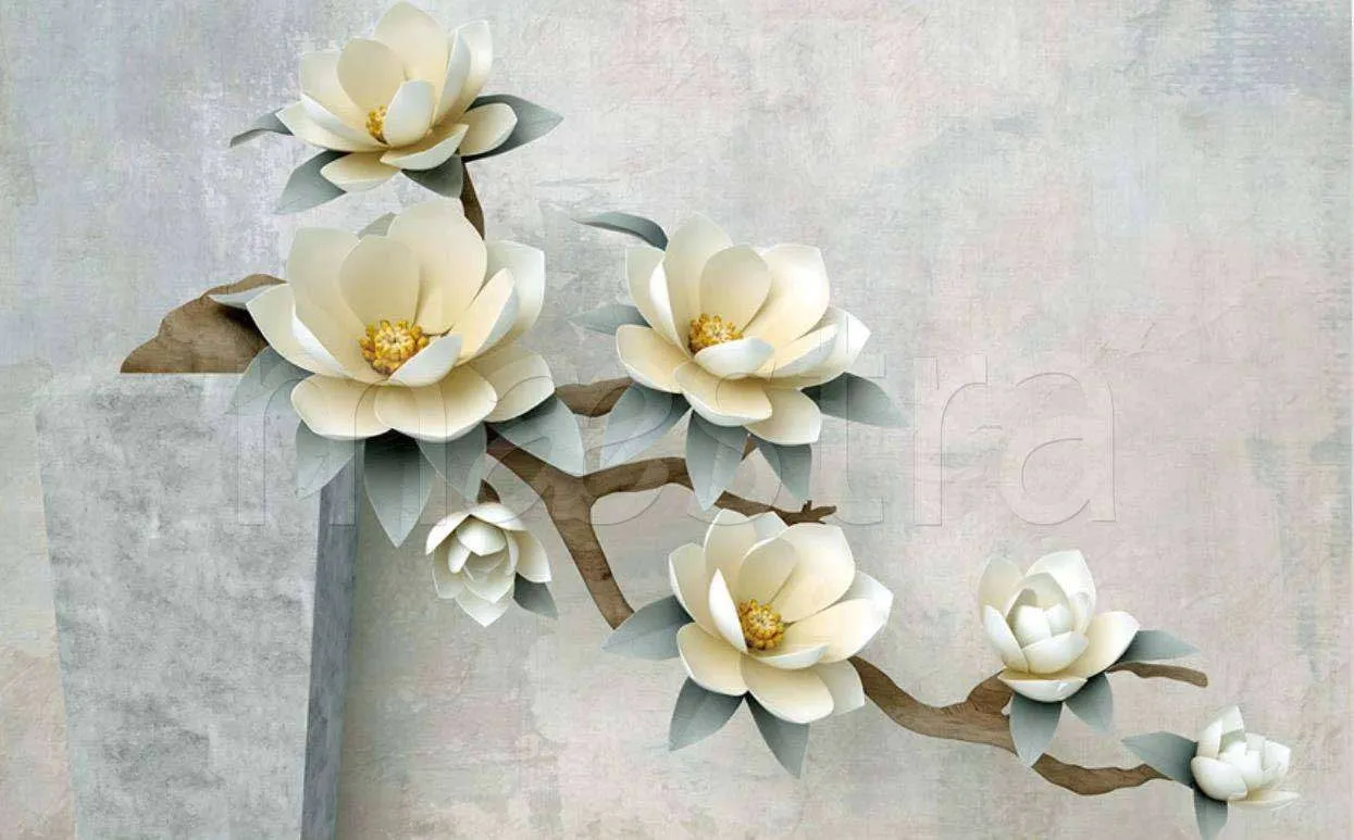 Фотообои в интерьере креативные цветы бонсай 3д  15-002 фото