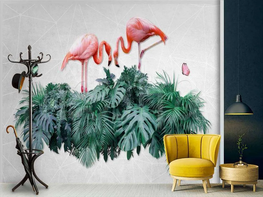 Фотообои в интерьере фламинго абстракция  15-518 фото