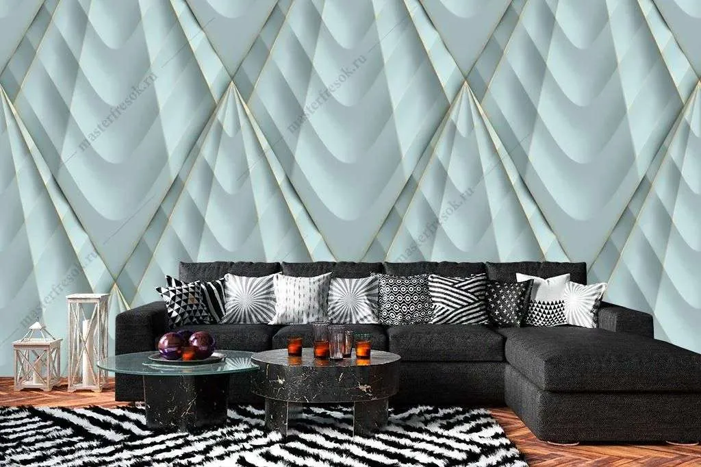 Фотообои в интерьере рельефная волна 3д  9-1580 фото