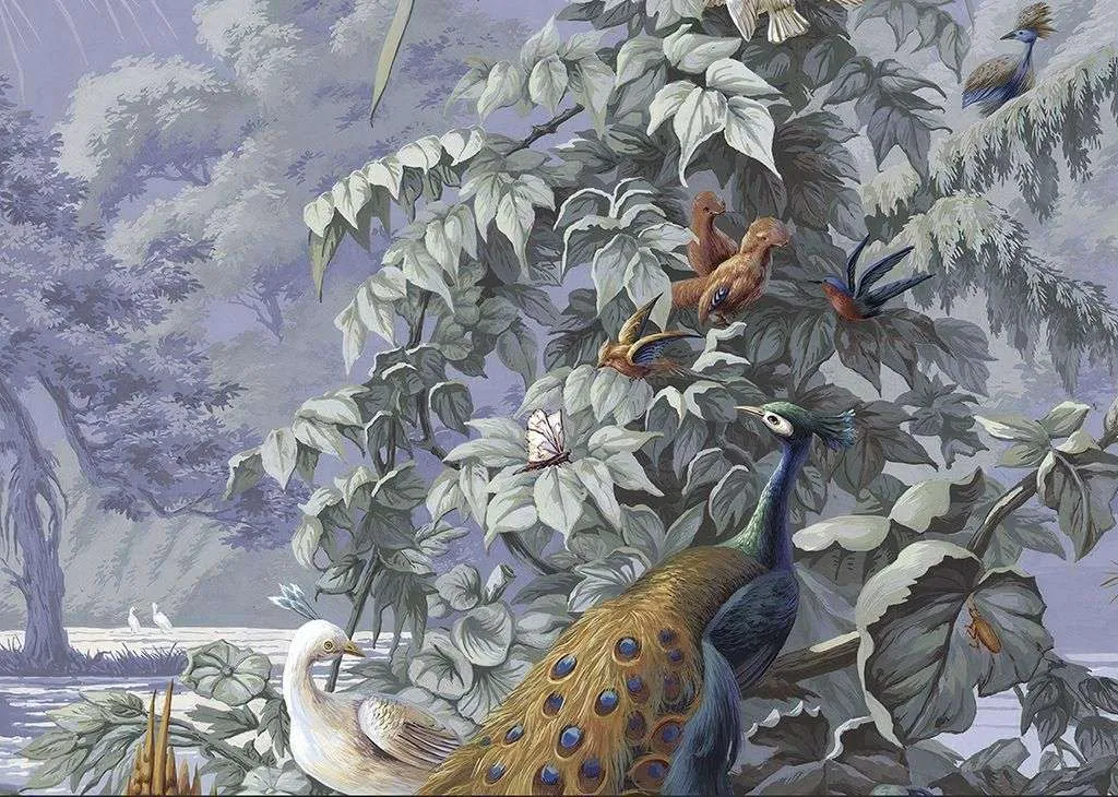 Фотообои в интерьере павлин в райском саду  14-563 фото