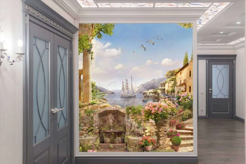 Фотообои в интерьере набережная античного города  11-067 фото