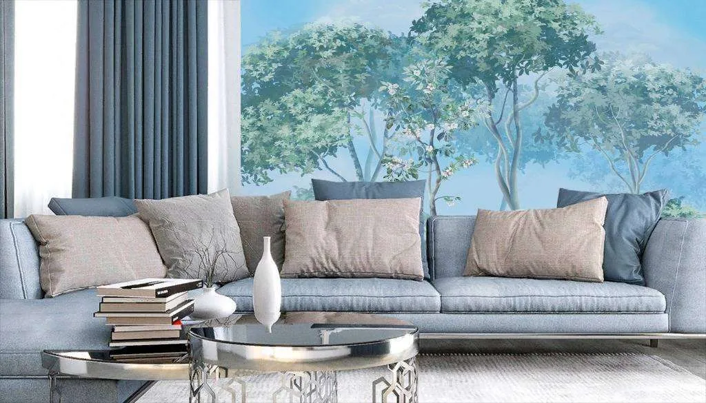 Фотообои в интерьере лес изумрудный  13-238 фото