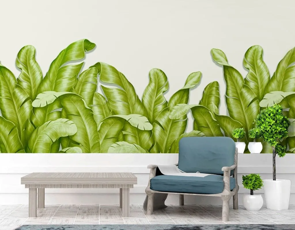 Фотообои в интерьере листья 3д  9-1923 фото