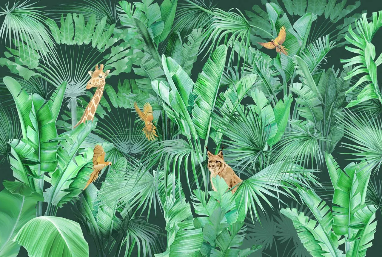 Фотообои в интерьере тропики и попугаи  13-710 фото