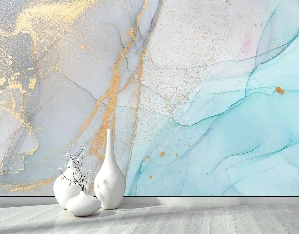 Фотообои в интерьере синий мраморный фон  9-1532 фото