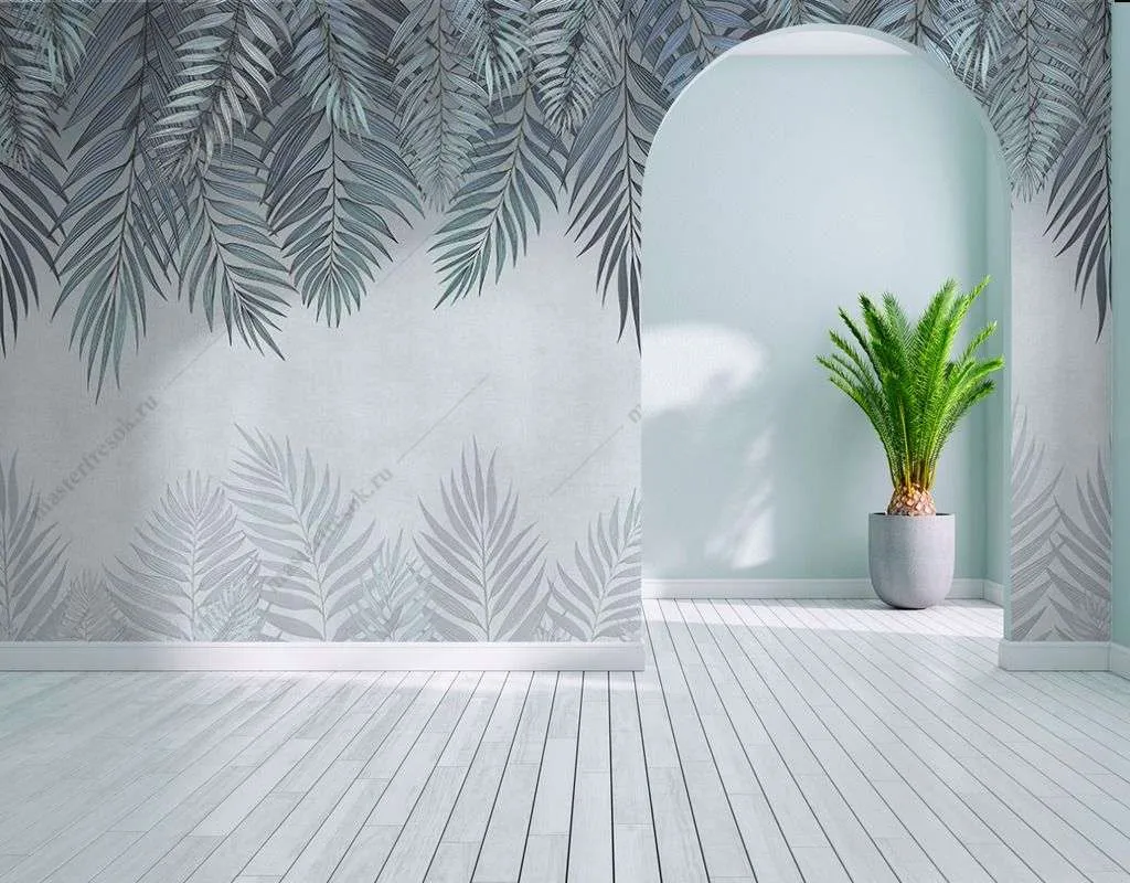 Фотообои в интерьере пепельные перья  9-1642 фото