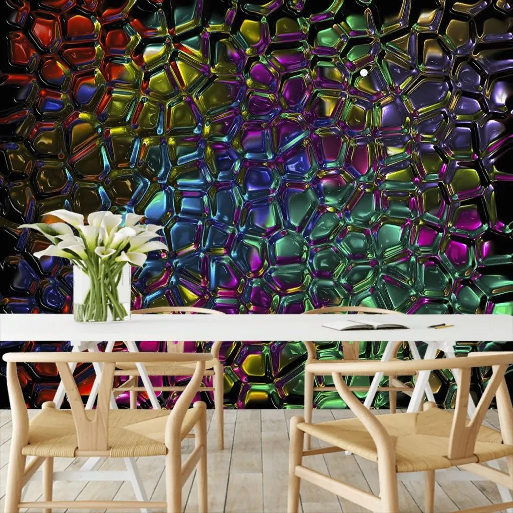 Фотообои в интерьере цветная мозаика  9-1429 фото