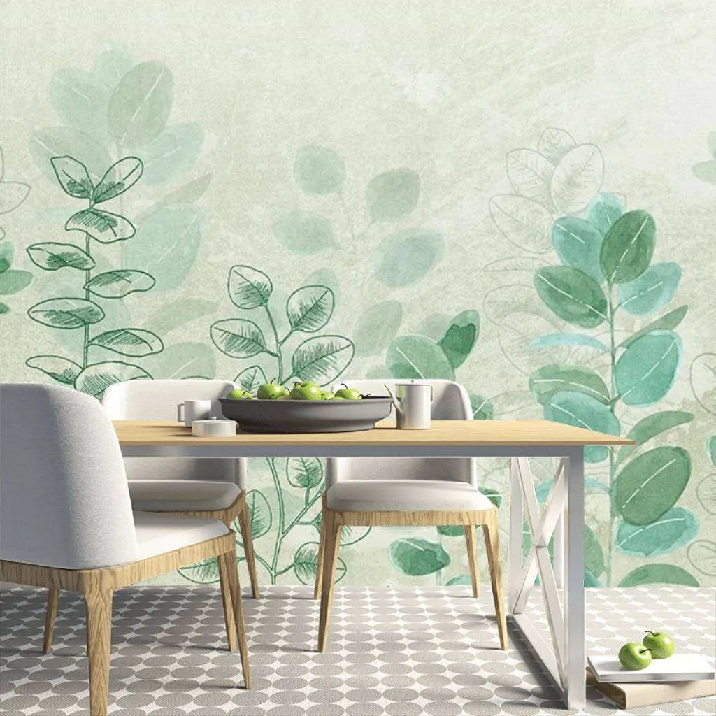 Фотообои в интерьере фон зеленый  15-466 фото